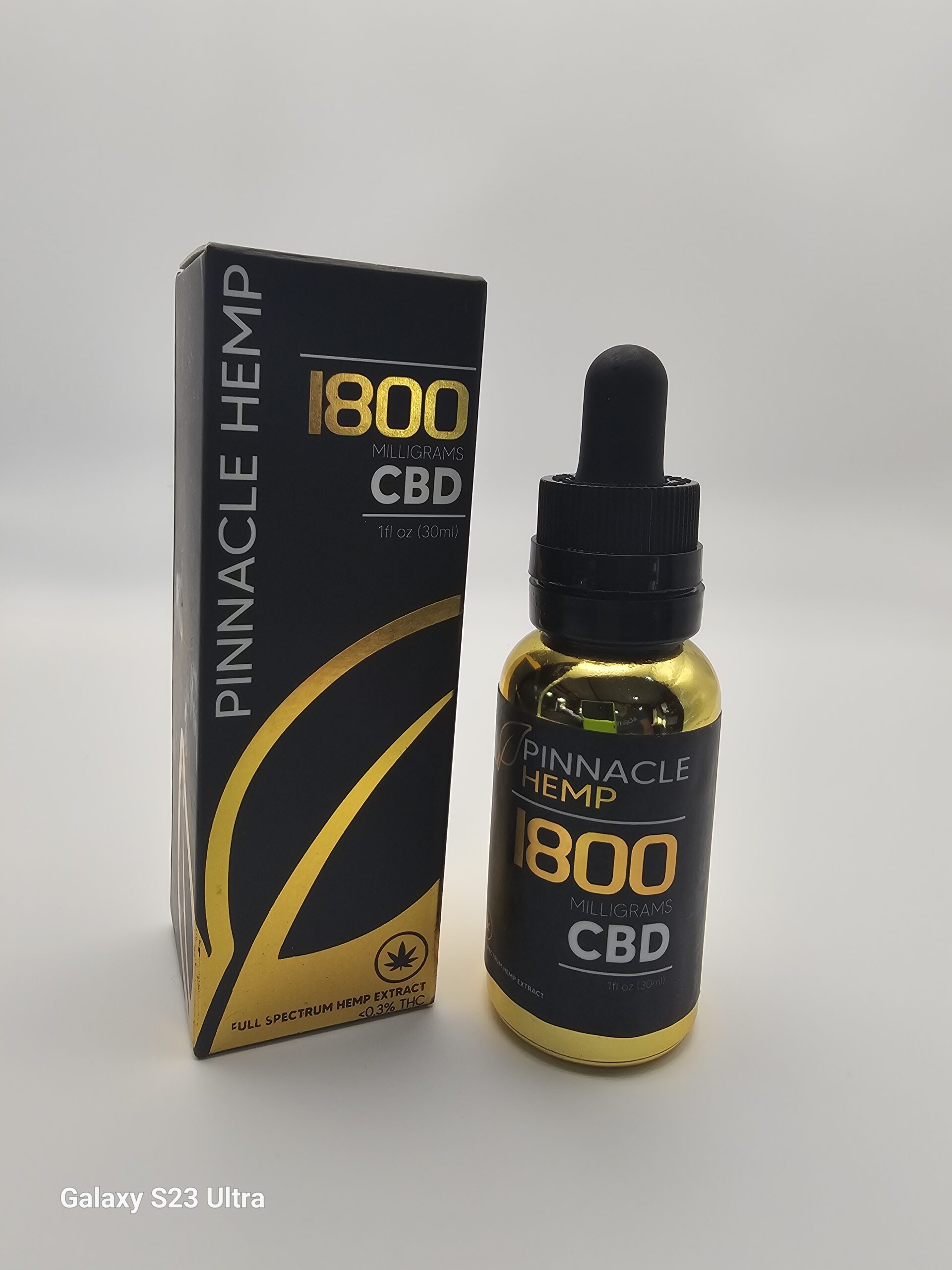 Back label of Pinnacle Hemp Original Hemp Tincture 1800mg showing supplement facts and usage directions