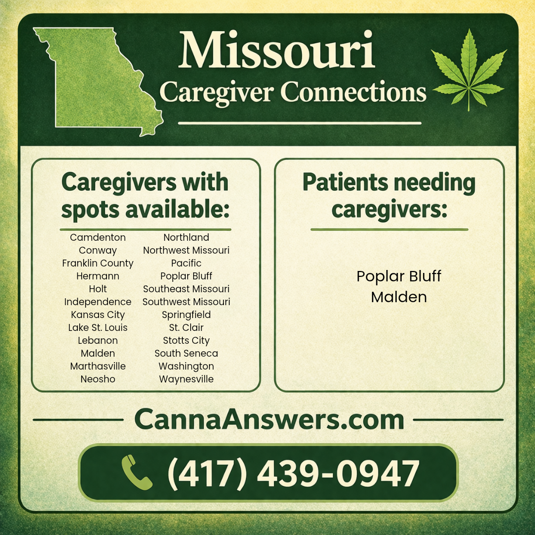 Missouri Caregiver Connections update showing caregiver availability and patient need areas in Missouri